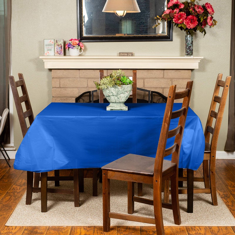 Eleclassi Royal Blue 12 Pack Premium Disposable Plastic Tablecloth 54 x 108 Inch - Waterproof Disposable Tablecloth for Rectangle Tables Up to 8 Feet in Length - Plastic Table Cloth Disposable - Image 5